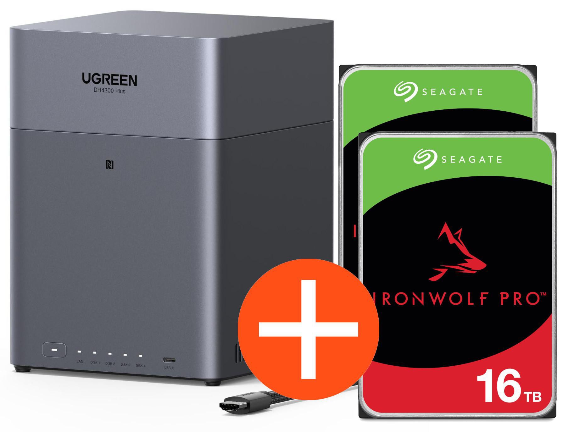 UGREEN NASync DH4300 Plus NAS System 4-Bay 32TB inkl. 2x Seagate IronWolf ST16000NT001 16 TB DH4300 Plus + 2x ST16000NT001