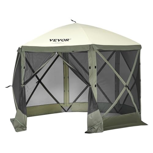 VEVOR Pop-up paviljoentent met 6 afneembare privacywinddoeken en gaasramen, legergroen, B/D/H: 305 x 305 x 229 cm
