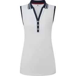 FootJoy Polo Contrast Rib, ärmellos, weiss/navy