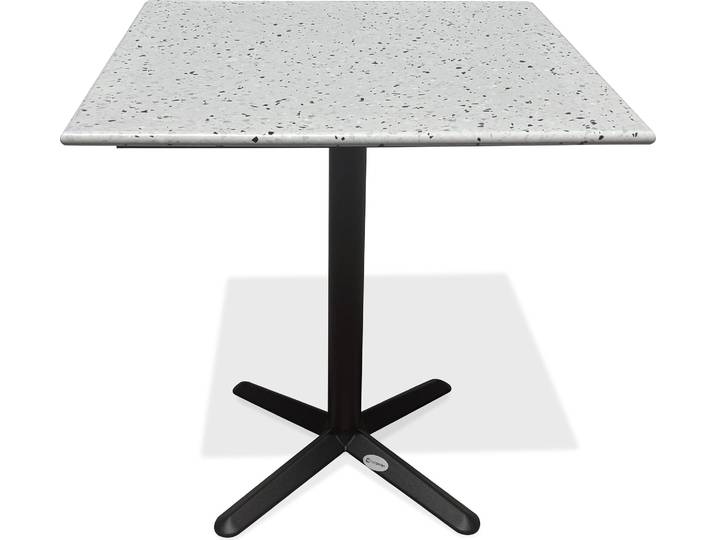 Table carrée de jardin en acier et plateau terrazzo