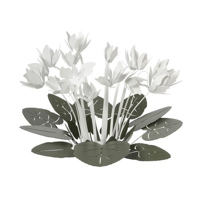 Arti & Mestieri Dekorativer Tafelaufsatz Ciclamino Ø38 cm aus Eisen, Salbeigrün und Weiß, modernes Blumendesign für Tisch oder Wohnzimmer, hergestellt in Italien