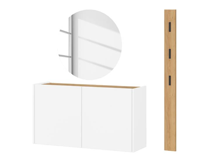 Ensemble vestiaire Libbiano 3pcs carré B 123 x 200 x 26cm Blanc/Blanc