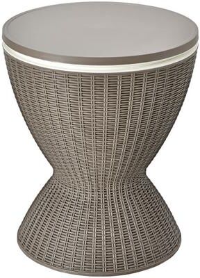 Costway 3 in 1 8 Gallon Patio Rattan Cooler Bar Table with Adjust Ice Bucket-Brown