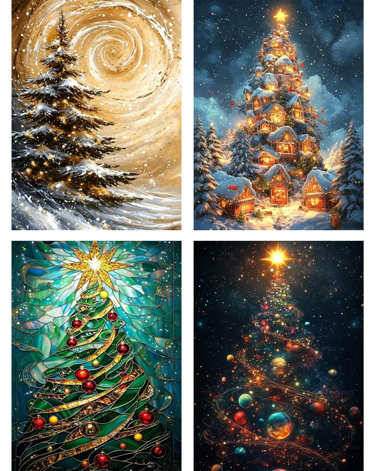 3-delige Set Diamond Painting Kerstboom voor Volwassenen met Canvas