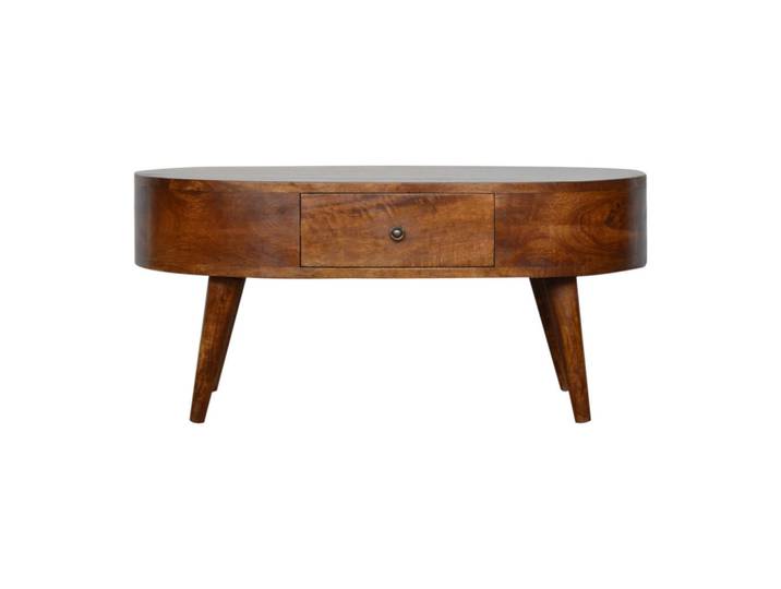 Artisan Furniture Couchtisch mit 2 Schubladen, Nordische Beine, Braun, Holz, Echtholz,Mangoholz, Holz Optik, Rund, 85x40x55 cm, Wohnzimmer, Wohnzimmertische, Couchtische