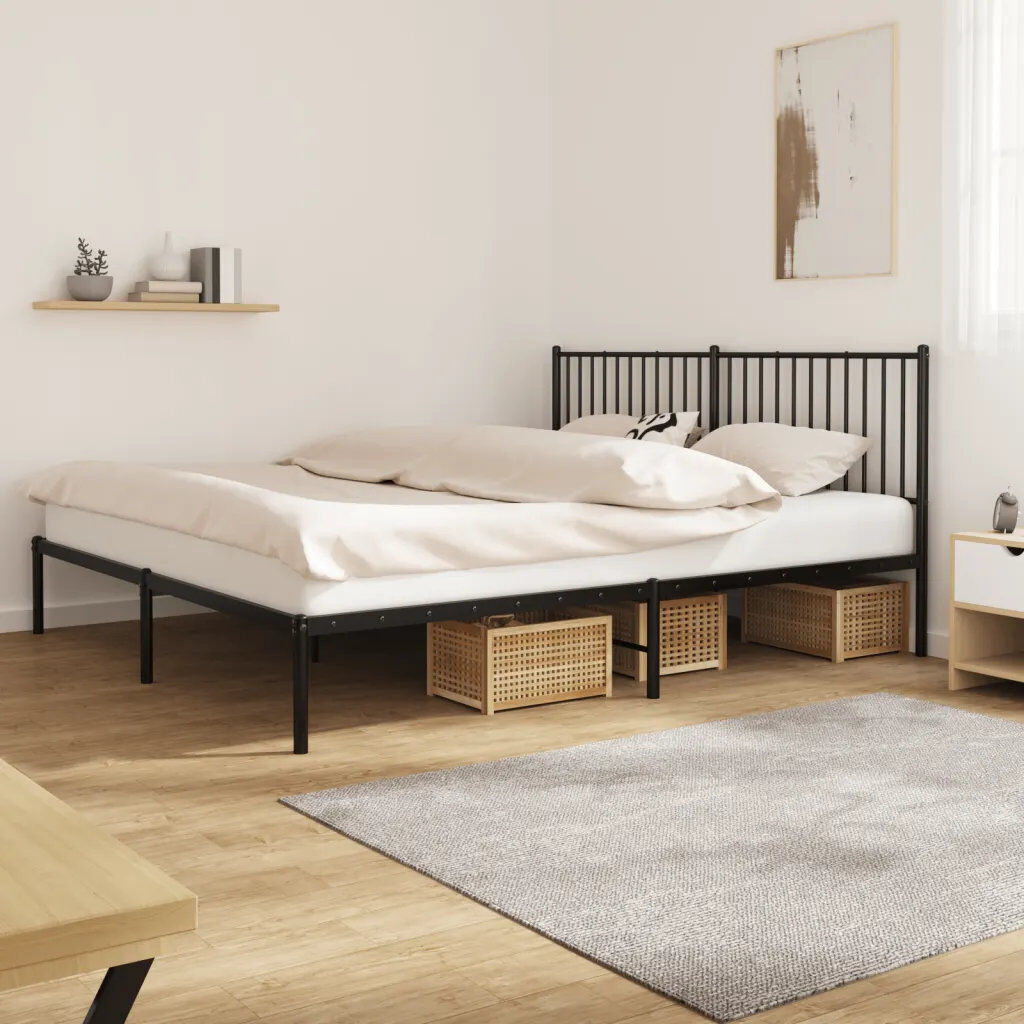 17 Stories Lidwina Bed Frame Black 180 x 200 cm