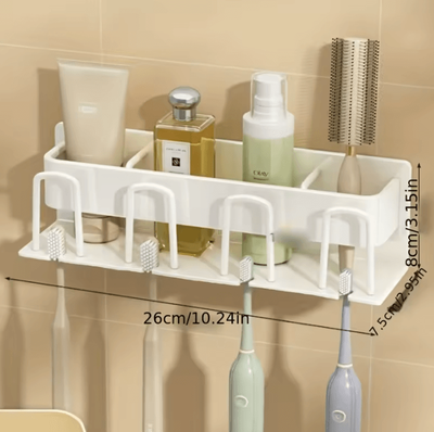 Uplift Curations Aluminum Wall Mounted Toothbrush Holder 2 3 4 Cup Organizer For Bathroom white 4
