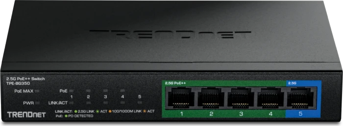 TrendNet Switch 5-Port 2.5G PoE++ Unmanaged WallMount