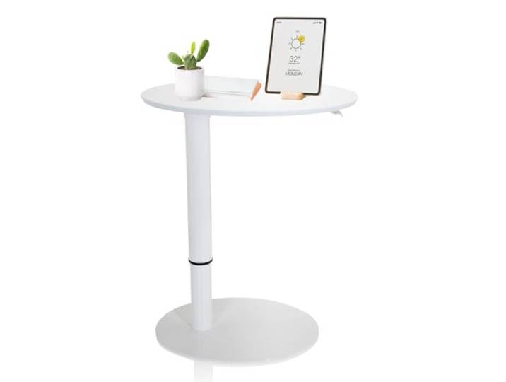 hjh OFFICE 830055 Stehtisch höhenverstellbar Stand III Weiß Beistelltisch Pult mit Gasfeder, Höhe bis 104,5 cm