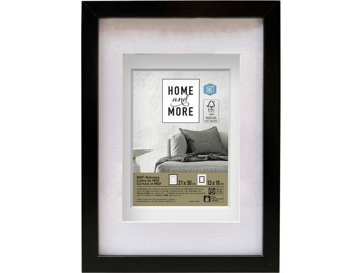 Home and More Bilderrahmen 3D PPT 21 x 30 cm Schwarz MDF