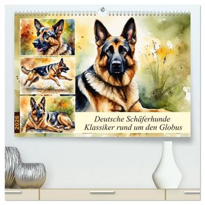 Deutsche Schäferhunde - Klassiker rund um den Globus (hochwertiger Premium Wandkalender 2026 DIN A2 quer), Kunstdruck in Hochglanz