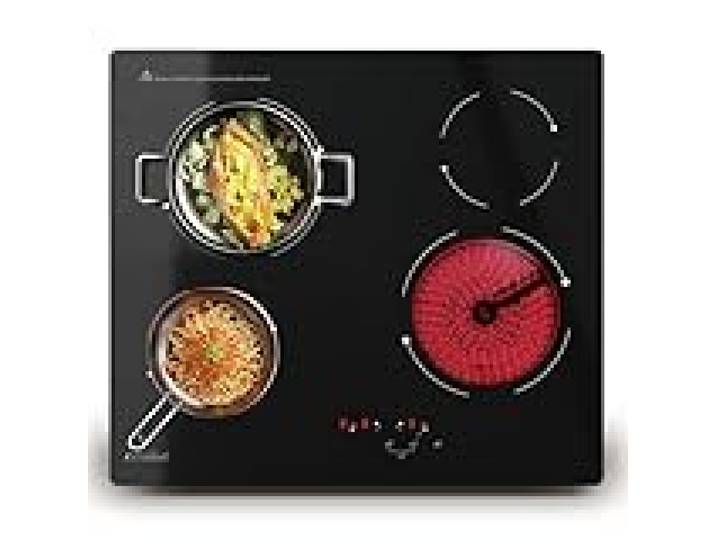 Plaque de cuisson vitrocéramique 4 feux – 60cm, 6000W, 9 puissances, commande tactile(noir comme du charbon)