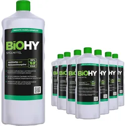 BiOHY Spülmittel (9x1l Flasche) | Frei von schädlichen Chemikalien & biologisch abbaubar | Glanz- & Fettlöseformel
