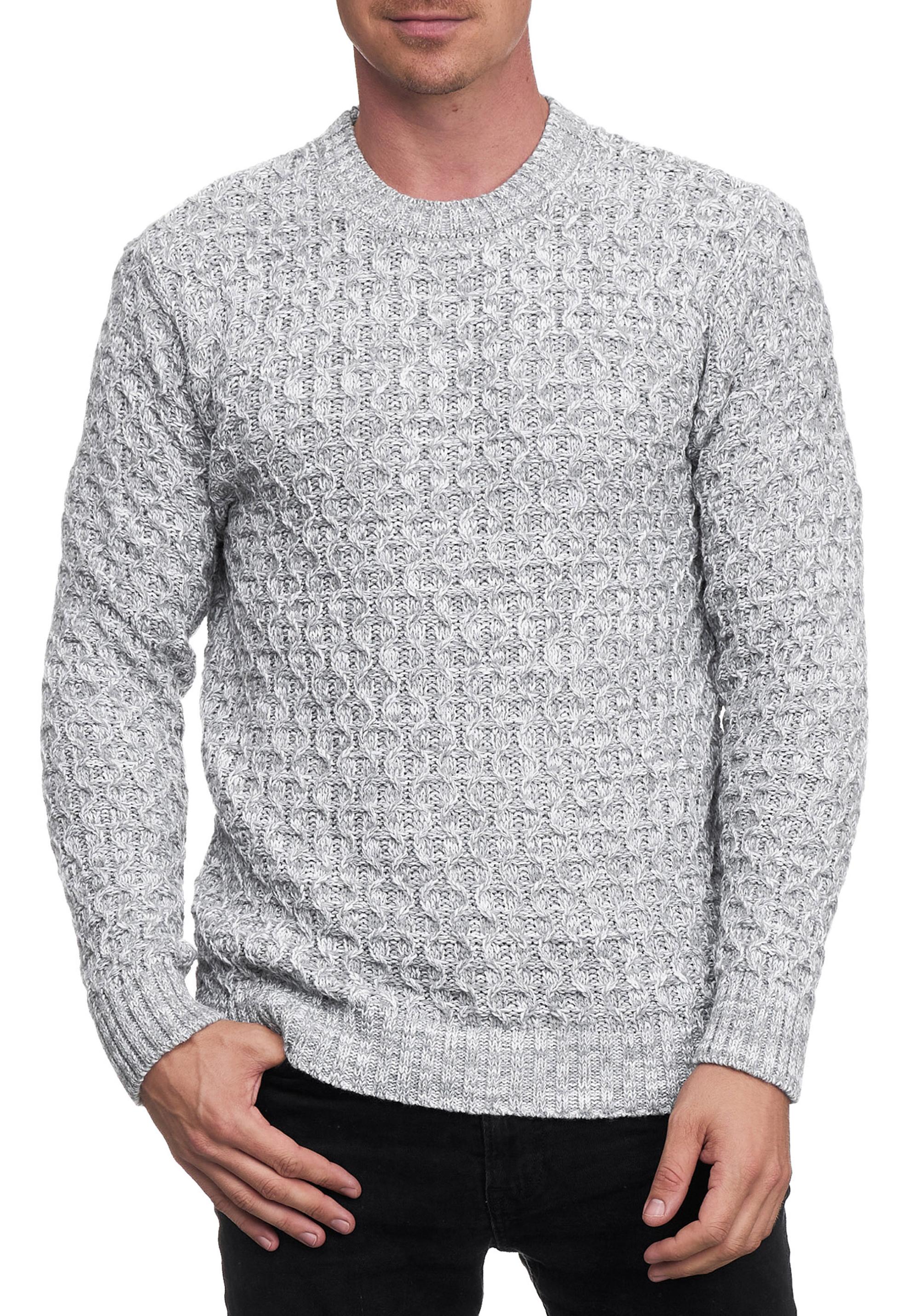 Schwerer Kontrast Grobstrick Rundhals-Pullover