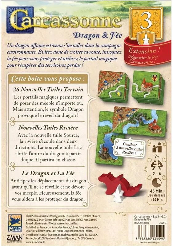 Hans im gluck Carcassonne : Dragon et Fée 2025 (Ext 3)