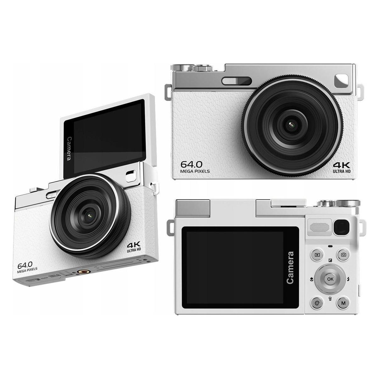 Xrec Aparat Cyfrowy 64mp / 4k / 16x Zoom / Obrotowy Ekran Lcd 2,88" / C77 / Biały (64 Mpx) (XREC)