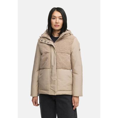 Winterjacke MARIKOO "Sheeta", Damen, Gr. L, beige (light taupe), Obermaterial: 100% Polyester. Futter: 100% Polyester. Wattierung: 100% Polyester. Ärmelfutter: 100% Polyester, Jacken Winterjacke, Kombination aus Teddyfleece und glattem Material