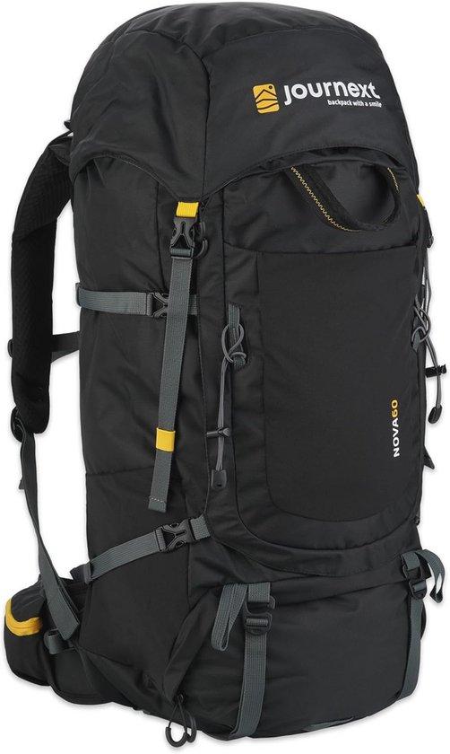 Rucksack mit 60 + 10 Litern Volumen, ideal für Reisen und Trekking - schwarz