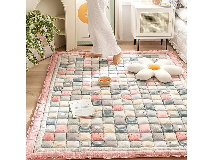 TVANTRUXIS Japanische Futon-Matratze aus Baumwoll-Polyester Mehrfarbige, mehrere Größen for Zuhause, Camping, Schlafsaal, Reisen: Tragbare Bodenmatratze(Pink,70x210cm)