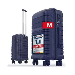 GENTOR Koffer Reisekoffer Hartschalenkoffer Travel Trolley Rollkoffer Handgepäck 4 Rollen TSA-Schloss Dunkelblau M