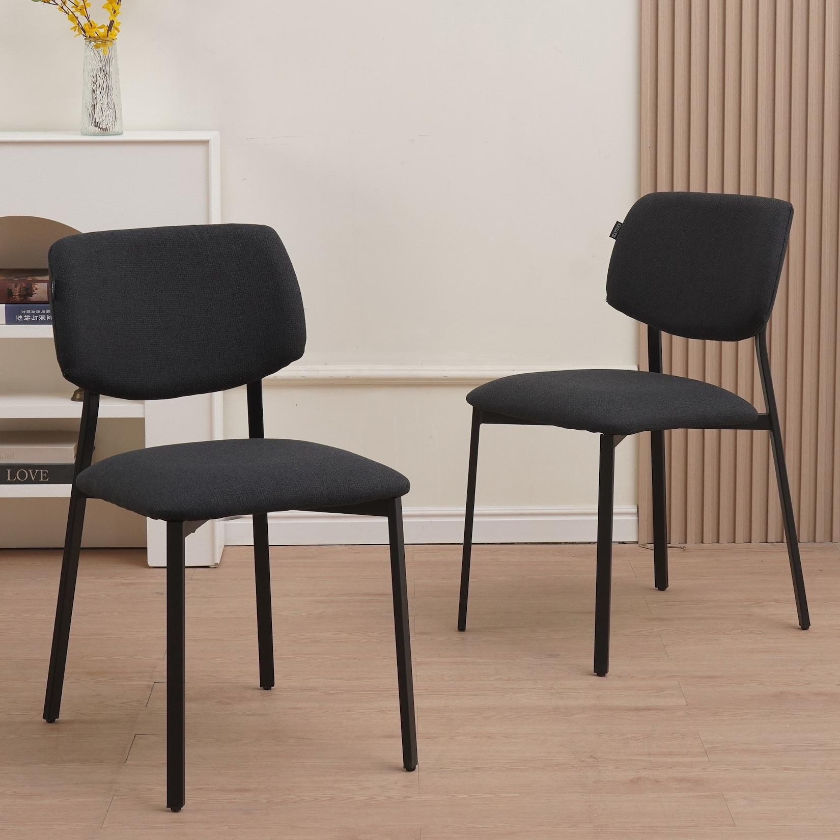 Ravino Designerstuhl A21, Esszimmerstuhl mit Stoff Bezug und Dicker Polsterung, 4er Set Schwarz, belastbar mit 110Kg, Polsterstuhl - Moderner Küchenstuhl, Stuhl Esszimmer oder Esstisch Stuhl