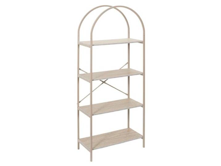 Etagère design arche 4 niveaux en métal laqué beige plateaux MDF aspect pierre naturelle - SHANON