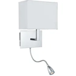 Wand Spot Lampe Leuchte Chrom Flexo Schirm Weiß Schlaf Wohn Zimmer Beleuchtung