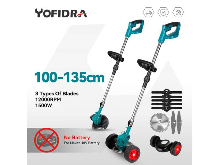 YOFIDRA tondeuse à gazon électrique sans fil pliable réglable tondeuse jardin taille outils électriques de coupe pour Makita batterie broche