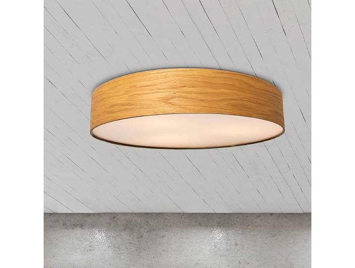 LED-Deckenleuchte Nottingham Ø 50cm Holz Material: Metall, Holzart/Dekor Metallart: Eisen Oberfläche Holz: Geölt Oberfläche Metall: Lackiert
