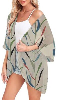 Silver Stone Store Women's Chiffon Tops Lightweight, Beach Fashion Cardigan Cover ups, Open Front Shirts For Summer e l