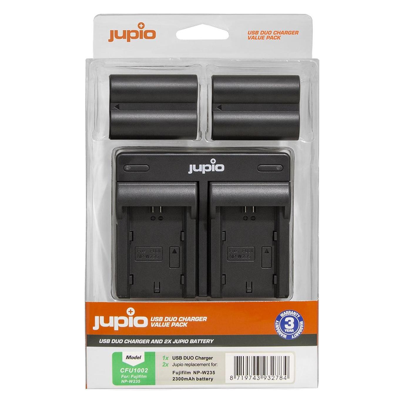 Jupio Value Pack: 2X Battery NP-W235 + USB Dual Charger (Kamera Akku, Kamera Akku Ladegerät) (CFU1002)