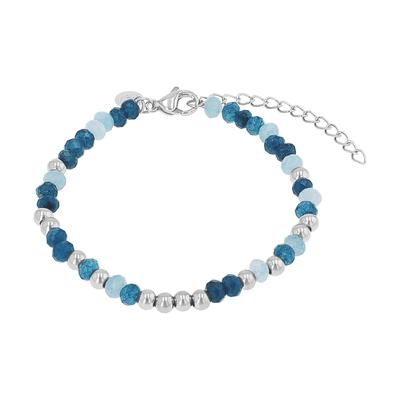 Armband TOM TAILOR "Schmuck Geschenk Edelstahl Kugeln", blau (edelstahlfarben, hellblau, dunkelblau, türkis, hellblau, dunkelblau, türkis), Armbänder, Damen, 20cm, Edelstahl, Armband, mit Glassteine