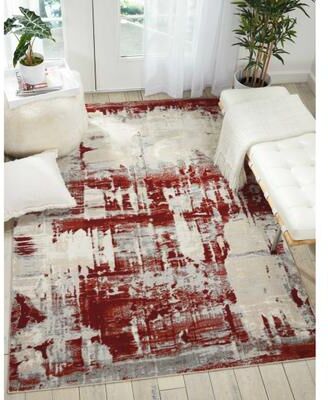 Nourison Maxell Modern Abstract Red Ivory Area Rug