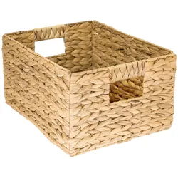 HMF Aufbewahrungskorb aus Wasserhyazinthe, Korb mit Tragegriffen zur Aufbewahrung für Badezimmer Küche und Wohnbereich, 36 x 28 x 20 cm, Natur