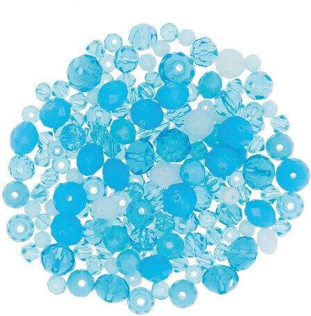 Facettierte Glasperlen, türkis, 3–9 mm, 25 g