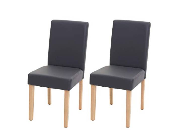 CHEFGASTRO 2er-Set Esszimmerstuhl Stuhl Küchenstuhl klassisch und zeitlos HxBxT 90x43x56cm Sitzhöhe 45cm Kunstleder helle Beine Grau matt