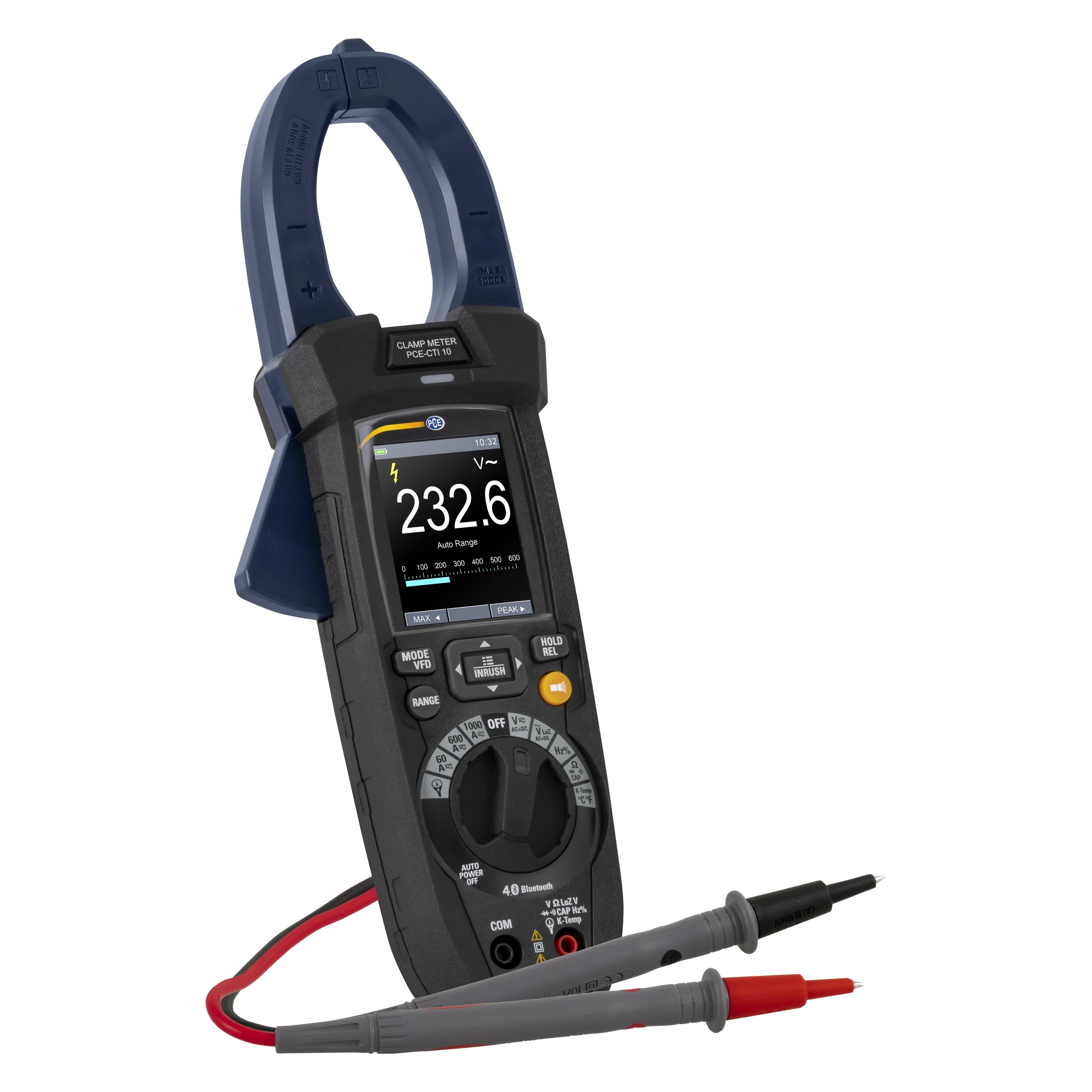 PCE Instruments Amperemeter (CAT III 1000V, CAT IV 600V, Zangenstrommesser) (PCE-CTI 10)