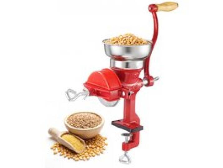 VEVOR Moulin à Grains Manuel de Table, Moulin à Céréales à Manivelle, pour Épices Grains de Café Noix Blé, Broyeur à Maïs en Fonte, Fixation Stable à Serre-joint, avec Couvercle Anti-poussières