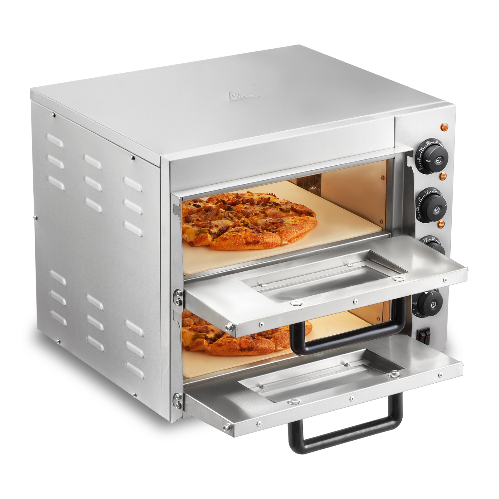 VEVOR Kommerzieller Pizzaofen Backofen 2-lagig 356 mm, elektrischer Pizzaofen au