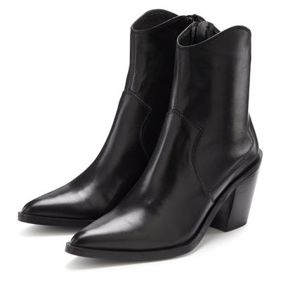 Stiefelette FRENCH CONNECTION "Cowboy Boots, Western Boots, Boots, Stiefel, Lederstiefelette", Damen, Gr. 36, schwarz, Obermaterial: 100% Schafsleder. Decksohle: 100% Lederimitat. Futter: 50% Lederimitat, 50% Textilmaterial. Laufsohle: 100%...