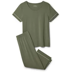 Tchibo - 3/4-Pyjama-Set - Damen - Gr. L - khaki