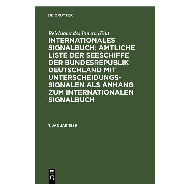 De Gruyter 1. Januar 1939 (Deutsch, Hardcover) (67781525)