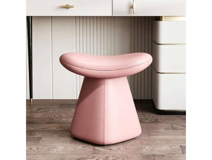 Schminktisch Stuhl, Make Up Hocker für Schlafzimmer, Sitz Drehbar oder Fest Kunstleder Polsterhocker, Schminkhocker Kompakt ohne Lehnen, Modern Kosmetikhocker
