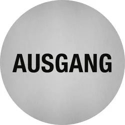 Aufkleber - Piktogramm Ausgang, Edelstahl, selbstklebend, Ø 50 mm