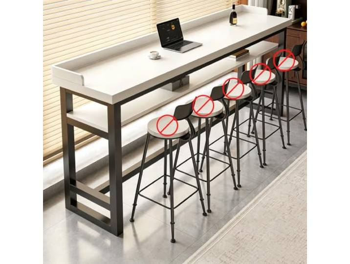 Bartisch Massivholz Schmaler Stehtisch mit Metallgestell für Küche Café Massivholzplatte mit stabilem Metallgestell, schmaler Bartisch für Küche, Café und Wohnzimmer, platzsparendes Design