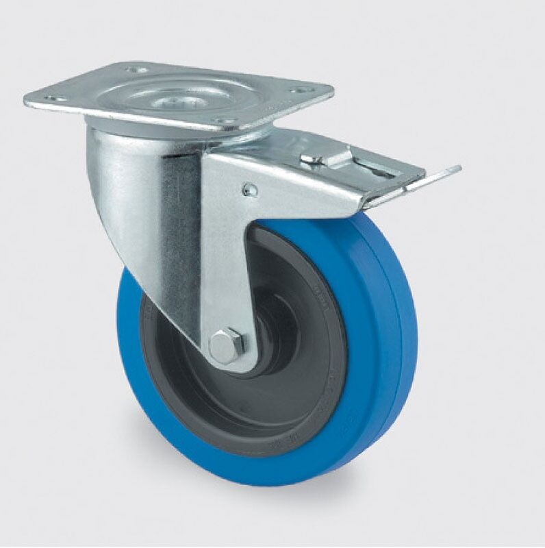 TENTE Transportrad mit blauer Lauffläche, 125 mm, drehbar mit Bremse