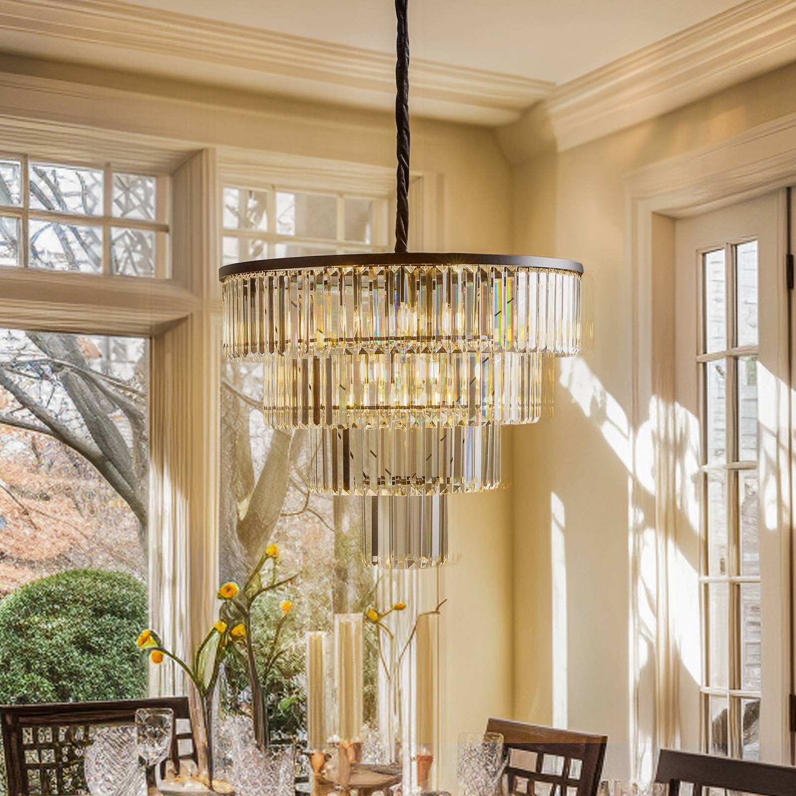 Crystal Pendant Light Cristal Nowodvorski Lighting, dimmable, Clear / transparent, Living / Dining Room, Glass, Ceiling Light