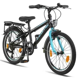 Licorne Bike Carter Premium Mountainbike in 20 Zoll Fahrrad für Kinder Mädchen Jungen 6 Gang Shimano Schaltung Zoll:20;Farbe:Schwarz/Blau