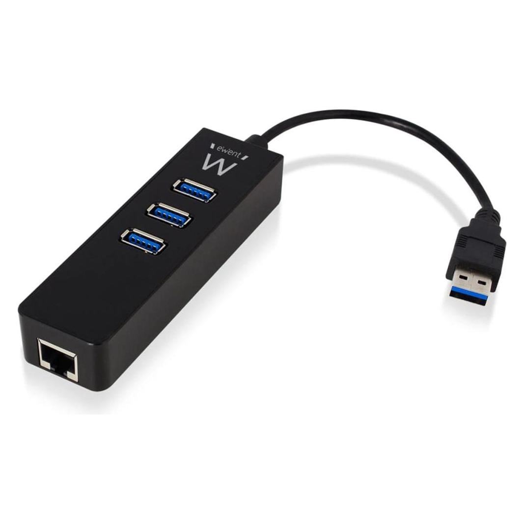 Ewent 3-Anschluss USB 3.1-Hub mit Gigabit-Netzwerk (USB-A, 3 Ports) (EW1140)