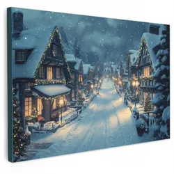 LEINWANDBILD Weihnachtsdorf - Weihnachten - Schnee - Winter Groß 140x90 cm